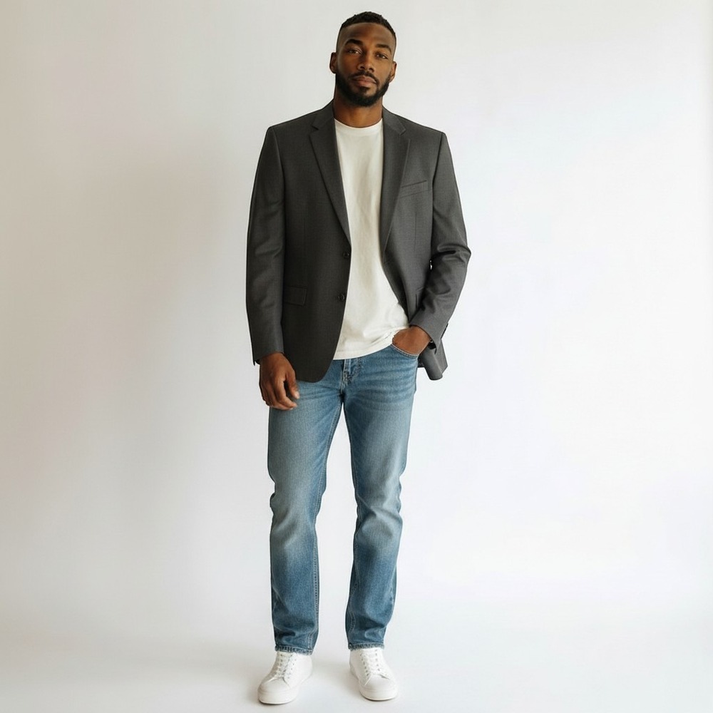 Mode Elegante 50R Vitale Barberis Canonico Super 150s Wool Gray Blazer Jacket